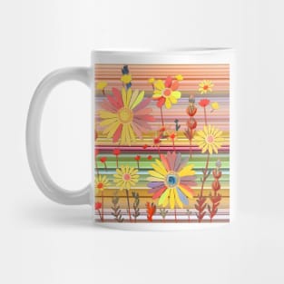 Pressed Daisies on Stripes Mug